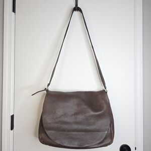 Eddie Bauer Genuine Pebble Leather Dark Brown Tote, Laptop  Large Crossbody Bag